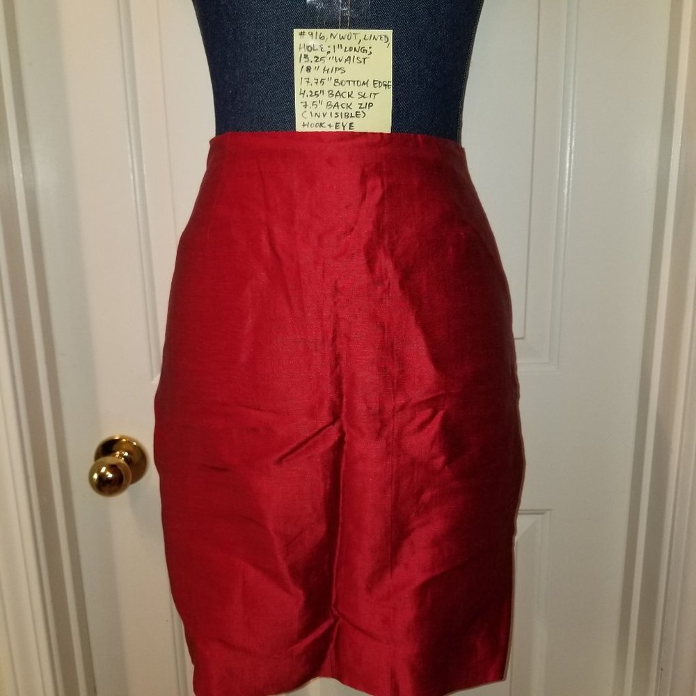 ✅#916 NWOT Georgiou Red Linen Blend Skirt 4, lined